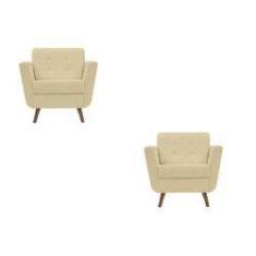 Imagem de Kit 02 Poltronas Decorativa Sala E Recepção Giovanna Suede Bege- Dl Decor