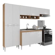 Imagem de Armário De Cozinha Compacta Com Armário E Balcão Paris Multimóveis Rustic-branco Rustic-branco