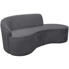 Imagem de Sofá Curvo 02 Lugares 150cm Eron Braço Direito Veludo Cinza - Nexta Ca