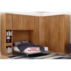 Imagem de Quarto Casal Completo Rizon/Linea 5 Peças (1 Aéreo + 2 Guarda Roupas + 1 Canto Obliquo + 1 Complementos) QCM110 Cumaru - Novo Horizonte