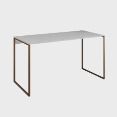 Imagem de Escrivaninha Industrial Base Ferro Dourado Tampo Mdp Branco 120x53cm