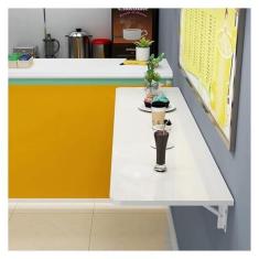 Imagem de Mesa dobrável branca para computador 60 cm, 70 cm, 80 cm, 90 cm, 100 cm, 120 cm, mesa de parede para pequenos espaços, escritório em casa, mesa dobrável para cozinha, barra de café da manhã, mesa