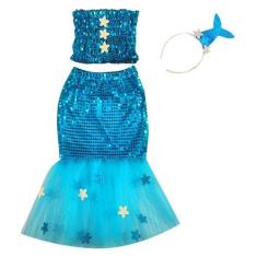 Imagem de Conjunto Infantil Fantasia Menina Sereia Festa Tam 1 ao 14 - anjo da m
