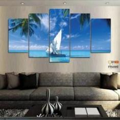 Imagem de Quadro Decorativo Barco e Mar  130x63 em tecido