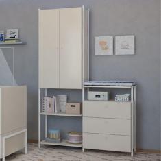 Imagem de Guarda Roupa para Bebê Metalic Industrial Bege/branco Bege
