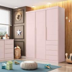 Imagem de guarda-roupa infantil pérola 3 pt 4 gv rosê