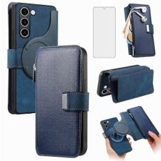 Imagem de Asuwish Capa de celular para Samsung Galaxy S23 5G carteira com zíper magnética destacável com protetor de tela RFID bloqueio flip compartimento para cartão S 23 23S GS23 G5 SM-S911U 6,1 polegadas
