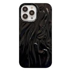 Imagem de Capa de telefone plissada de cor sólida brilhante e luxuosa para iphone 14 13 12 11 Pro Max Silicone macio TPU capa traseira, preta, para iphone 11