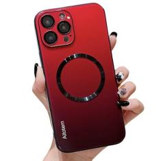 Imagem de aowner Capa para iPhone 14 Pro Max [compatível com MagSafe] Capa magnética gradiente com protetor de lente traseira de vidro de luxo para mulheres e meninas, fina, à prova de choque, capa protetora