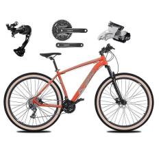Imagem de Bicicleta Aro 29 Ksw Xlt Alumínio Câmbio Traseiro Shimano Alívio e Altus 27v Freio Hidráulico Garfo Com Trava Pneu com Faixa Bege - Laranja