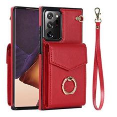 Imagem de Capa de telefone com anel de carteira de couro para Samsung Galaxy S22 Ultra S21 Plus S20 Note20 A52S A72 A33 A53 A13 A12 A51 Capa (vermelha) para Samsung A52S (5G)