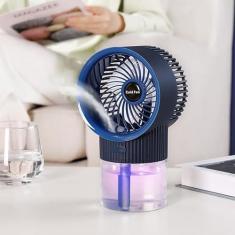 Imagem de Ventilador portátil de ar condicionado, mini ventilador de spray nanômetro de 350 ml com 3 velocidades de vento, ventilador de resfriamento silencioso pessoal com luzes noturnas coloridas para