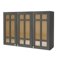 Imagem de Armário Aéreo Cozinha 120 Cm 3 Portas 2 Prateleiras Com Vidro Chumbo -