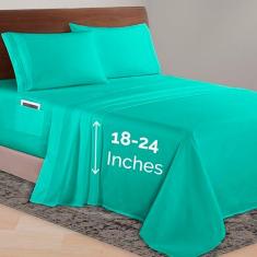 Imagem de Elegant Comfort Luxuoso conjunto de lençóis 1500 de microfibra premium de qualidade de hotel, 45 a 61 cm de profundidade - Lençóis de bolso extra profundo - Lençóis de bolso profundo ultra macios de 4