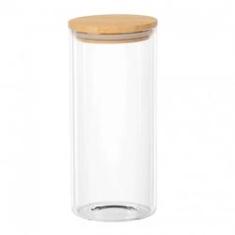 Imagem de Porta mantimento redondo em vidro borossilicato com tampa de bambu 1,4L D10xA22cm
