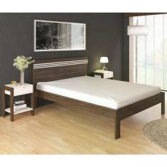 Imagem de Cama Casal Cm8009 E 02 Mesas De Cabeceira Az1016 Qt10 Nogal Branco Tecno Mobili Nogal B...