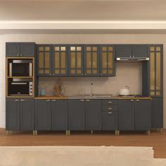 Imagem de Cozinha Completa 8 Peças 20 Portas 2 Gavetas Paris Indekes Cinza