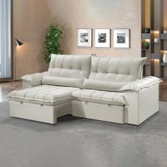 Imagem de Sofá Retrátil e Reclinável 200 Cm Dubai Off White