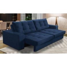 Imagem de Sofá Retrátil e Reclinável 2 lugares 2,30m com Molas Giovana Suede Azu