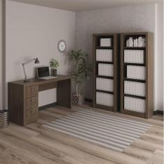 Imagem de Kit 3 Peças com Escrivaninha 3 Gavetas ME4102 e 2 Estantes para Escritório ME4104