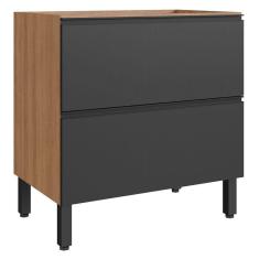 Imagem de Armário de Cozinha 80 Cm 2 Gavetas Montana/Grafite - Quiditá Móveis