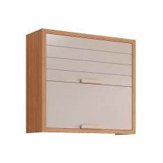 Imagem de Armário Aéreo Cozinha Modulado Eloise C/2 Portas Basculante Riscadas 80 Cm Freijo/Off White - Mgm