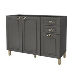 Imagem de Balcão para Pia sem Tampo 3 Portas 2 Gavetas 120cm Paris Indekes Cinza