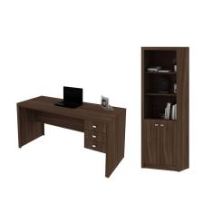 Imagem de Escritório Mesa Para Computador Armário Prateleiras Carvalho