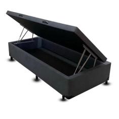 Imagem de Cama Box Baú Solteirão King Blindado Linhão Preto 203X96X44 Cm