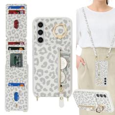 Imagem de DEYHU Capa para Samsung Galaxy A54 5G com suporte para cartão para mulheres, Galaxy A54 5G capa carteira para celular com alça slots para cartão de crédito transversal com suporte de zíper à prova de