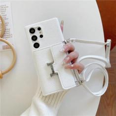 Imagem de Capa de telefone crossbody para Samsung Galaxy S24 S23 S22 S21 Plus Note 20 Ultra A14 A24 A33 A34 A53 A54 Carteira com capa de suporte de cartão, branca, para Galaxy S24