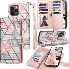 Imagem de Tekcoo Capa tipo carteira compatível com iPhone 14 Plus (6,7 polegadas) 2022 com compartimentos para cartões de crédito de luxo para identidade, bolsa de transporte, capa flip de couro PU [capa