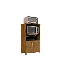 Imagem de Balcão Cozinha Para Forno Elétrico Microondas Multiuso Com 2 Portas E 4 Pés Helena 65x120cm Canela