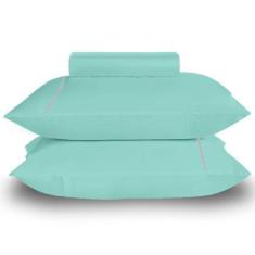 Imagem de Jogo de Cama Casal 3 Peças Percal 200 Fios Lençol e Fronha Toque Macio