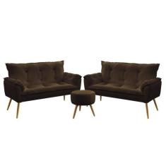 Imagem de Kit 2 Namoradeiras Opala Com Puff Solar Veludo Aradecor