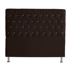 Imagem de Cabeceira De Cama Box Paris Queen 160 Cm Botão Strass Suede Marrom Eli Móveis