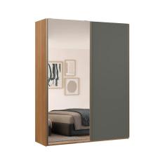Imagem de Guarda-Roupa Solteiro com Espelho Raffinato 100% mdf 2 pt Freijó e Titânio