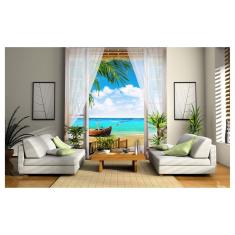 Imagem de Papel De Parede Paisagem Digital Praia Barco Dav49