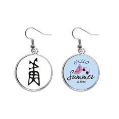 Imagem de Bone Inscription Chinese Sobrenome Personagem Lu Ear Drop Summer Melancia Brinco Wear