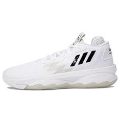 Imagem de adidas Tênis de basquete adulto unissex Dame 8, Branco/Preto/Cinza, 11 Women/11 Men
