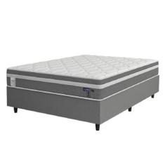 Imagem de Cama Box Colchão Casal Queen Molas Ensacadas Euro In Up 158X198x64cm Cinza / Branco Probel - Suporta Até 110Kg Por Pessoa