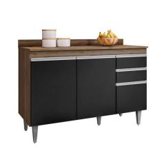 Imagem de Balcão Cozinha Freijó com Preto 120cm S/ Tampo - Belliv Decor
