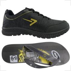 Imagem de Kit Chinelo Masculino e Tenis Box 200 Versatil Antiderrapante Esportiv