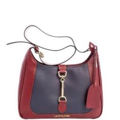 Imagem de Bolsa Shoulder Leopoldine Vinho com Azul em Couro Legítimo-Feminino