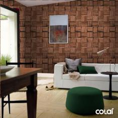 Imagem de Papel De Parede Adesivo Lavável Madeira Quadrada 18M