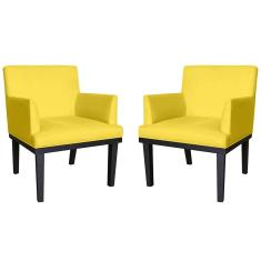 Imagem de Kit 02 Poltronas Decorativa Vitória Sala e Recepção Com Base de Madeira Suede  - DS Estofados