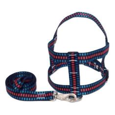 Imagem de Guia Com Peitoral 25mm Preto Quadriculado 5 50 Cm A 60 Cm - Nica Pet