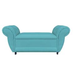 Imagem de Divã Recamier Com Baú Grécia 1,55 Cm Suede Azul Thiffany