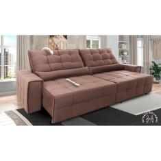 Imagem de Sofá Retrátil Reclinável Alaska 2,70m Suede Velut Tabaco c/ Molas no Assento - King House