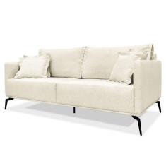 Imagem de Sofá 3 Lugares 200cm Pés De Metal Vecchia S06 Linho Natural - Mpozenato